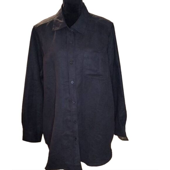 Woman Within L 18/20 Black Button Down Shirt - Picture 1 of 5